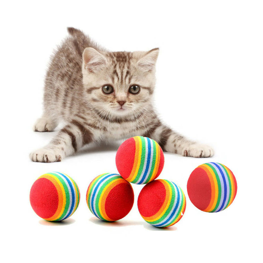 5 pcs rainbow ball pet cat toy ball eva seven color ball puppy cat molar toy colorful cotton ball