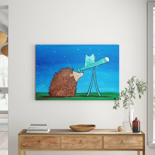'Hedgehog Stargazer' by Andrea Doss Art Print Wrapped on Canvas