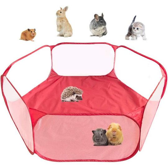 Cage Tent, Breathable Transparent Pet Fence Outdoor/Indoor Popular Open Sports Fence, Portable Yard Fence for Guinea Pig, Rabbit, Hamster, Chinchilla