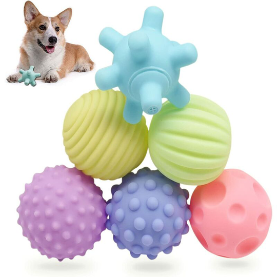 Dog Toy, Squeak Dog Ball 6 Pcs Sound Toy Balls for Dogs Bouncing Resistant Rubber for Training