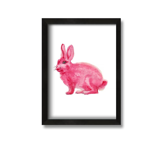 Pink Rabbit Love - Picture Frame Painting on Canvas