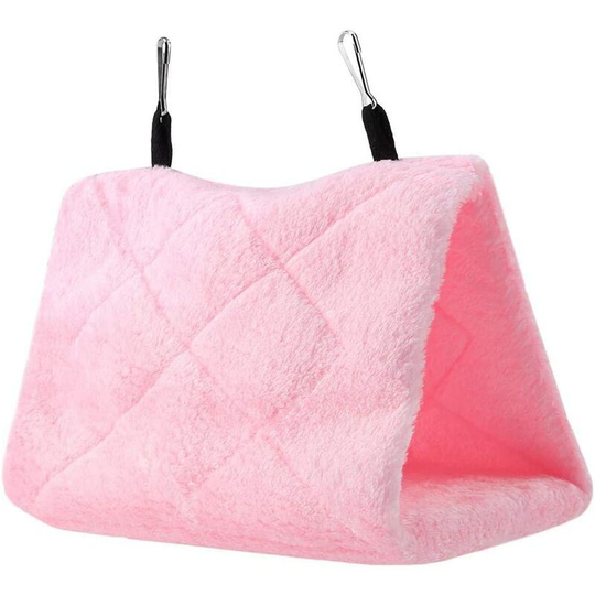 Peony Parrot Hammock Bird Nest Warm Soft Plush Hammock Hanging Cage Tent for Parrot Birds Winter Warm Bed Pet Toy Pocket Cotton Bed (l- Pink)
