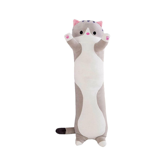 (Gray, 130cm/51.1in) Long Cat Plush Toy Soft Stuffed Kitten Pillow Kids Sleeping Pillow Home Decor