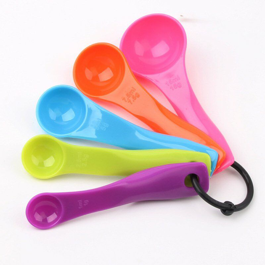 Rhafayre - Sets of Measuring Spoons, 5 Color Measuring Spoons in Different Capacity, Plastic Measuring Spoons for Liquids and Powders Measuring Tools