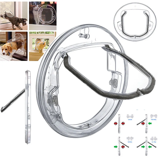 Cat Doors, Dog Doors, Pet Door with Rotary 4 Way Lock ( Transparent) - Muff