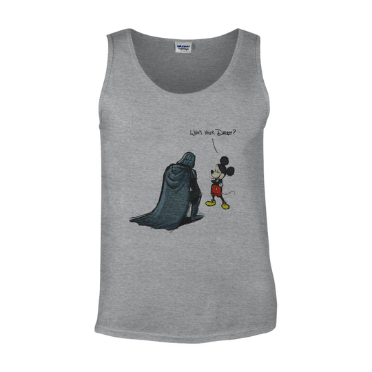 (Medium, Grey) Mouse And Vader Who is You Daddy Novelty Forest White Men Vest Tank Top