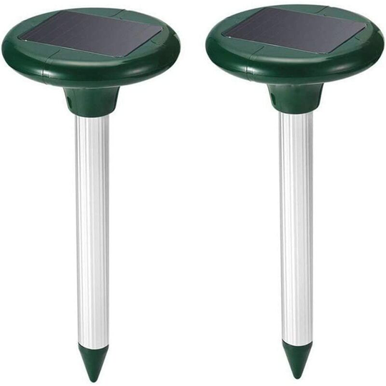 Litzee - Solar Mole Repeller 2 Pieces Ultrasonic Solar Powered Ultrasonic Repeller Waterproof Electronic Mole Repellent, Insect Repellent for Outdoor