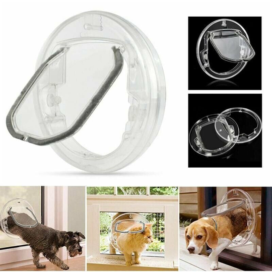 Cat Flap Door for Cats Dogs Pet, Large Cat Flap Door for Windows Sliding Glass Doors with 4 Locking Options, Controllable Cat Flap