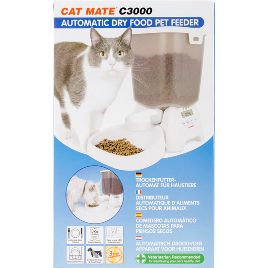 Cat Mate C3000 Automatic Dry Food Pet Feeder-White