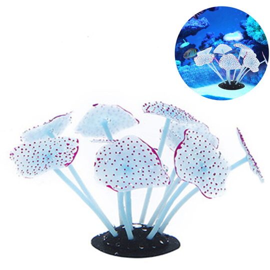 Silicone Coral Plant Decorations Glowing Artificial Ornament for Fish Tank Aquarium, blue