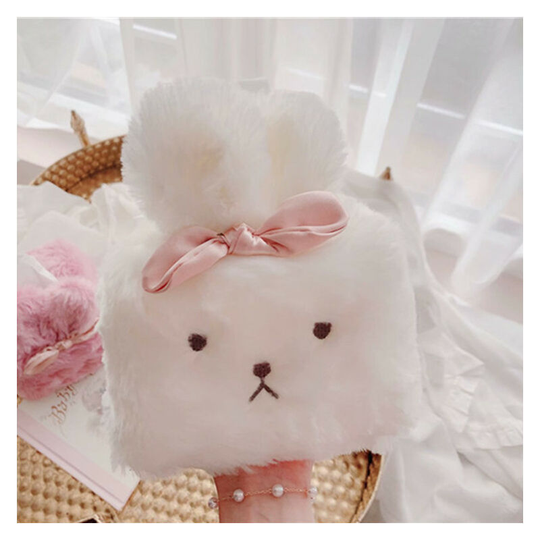1pcs Decorative Tissue Holder, Cute Tissue Box Cover, Fluffy Plush Cover, Home Decor, Desk Decoration (White, Square), Car Accessories, Rabbit,