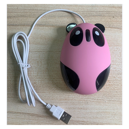 Soekavia - Super Cute Wired Mouse Cartoon Panda Shape Mini Mouse Novelty Portable Computer Mouse Unique Small Desktop Mouse (pink)