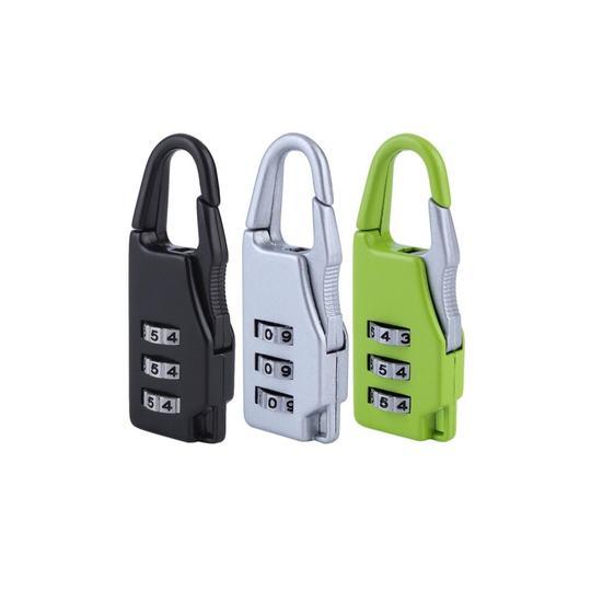 (Black) 1pcs Security 3 Combination Travel Suitcase Luggage Bag Code Lock Zipper Padlock
