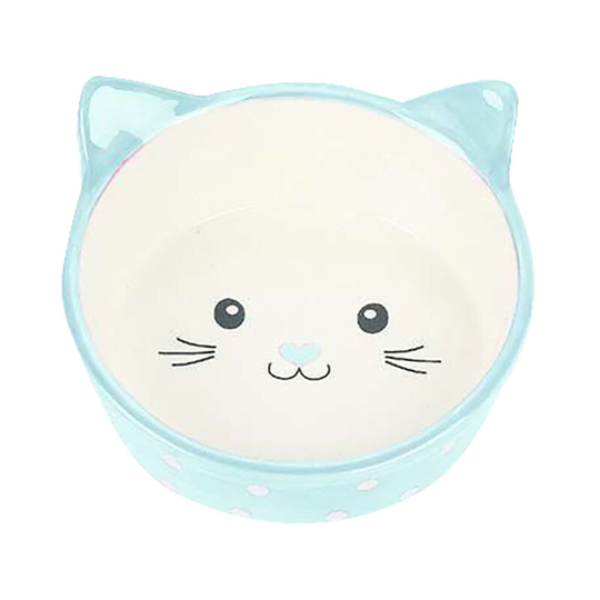 Happy Pet Products - Happy Pet Polka Dot Cat Bowl (One Size) (Blue) - Blue