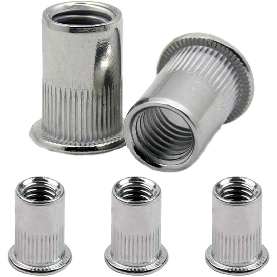 100pcs M6 Aluminum Rivet Nuts Flat Head Stainless Steel Rivet Nuts For Rivet Gun