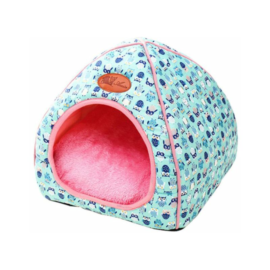 Cat Litter Closed Winter Cat House Folding Cat Villa Teddy Pet Supplies Yurt Chenil Car, Bleue Owl s