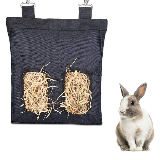 Rabbit hay Feeder Bag Bunny Guinea Pig,Hay Guinea Pig Hay Feeder, Rabbit Feeder Fabric Bag Feeder Storage Bag, black