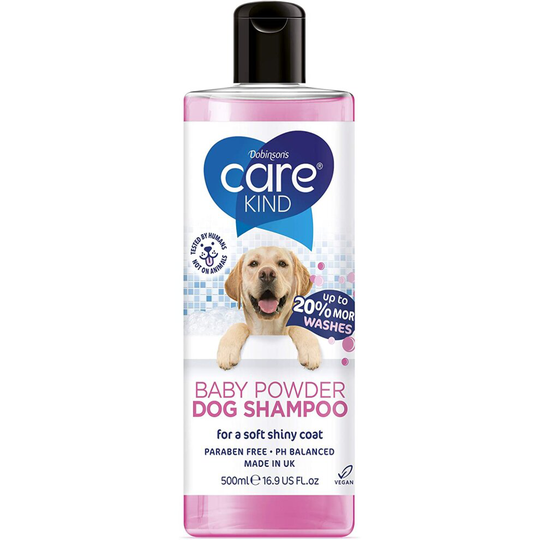 CAREKIND Baby Powder Dog Shampoo 500ml professional dog grooming shampoo for smelly dogs with baby fresh scent, best puppy shampoo with conditioner,