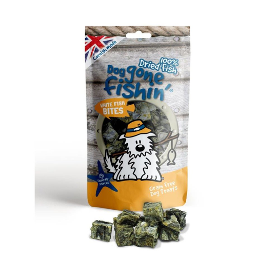 Dog Gone Fishin' White Fish Bites 75g (Pack of 6)