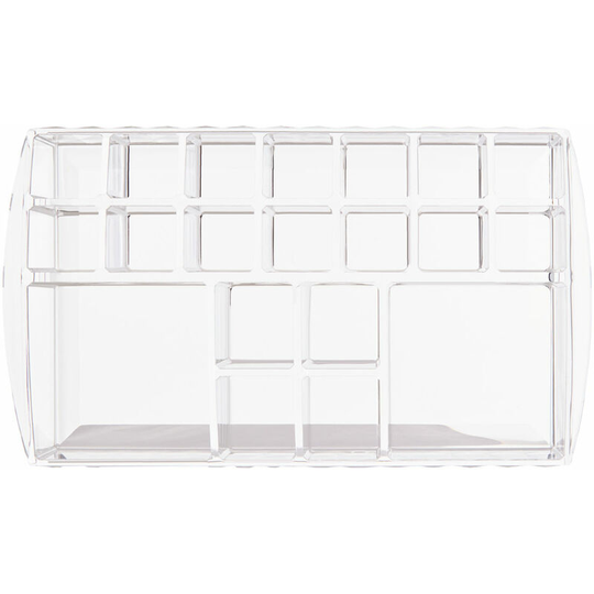 Premier Housewares - Cosmetic Organiser With 20 Compartments Clear Diamond Multipurpose Storage Statement Piece for Dresser / Bathroom With Rotating