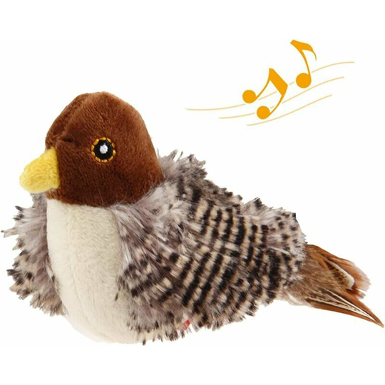 Cat Toys for Indoor Cats, Interactive Cat Toy with Real Chirping Bird Electronic Sound, Cat Feather Toys with Soft Plush Relieve Boredom