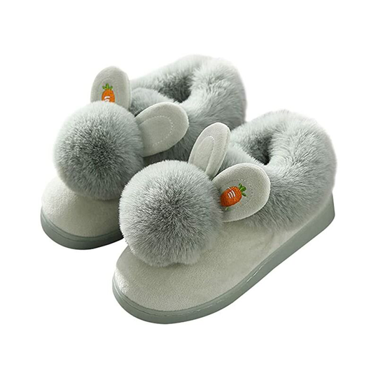 Girls Rabbit Slippers Women's Non-Slip Indoor Slippers Winter Warm Plush Shoes(38-39)