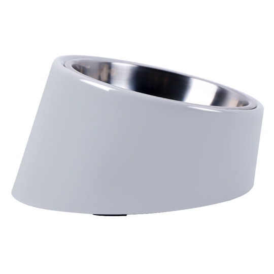 Mess Free 15° Slanted Bowl for Dogs and Cats, Tilted Angle Bulldog Bowl Pet Feeder, Non-Skid & Non-Spill, Easier to Reach Food S/220ml Grey