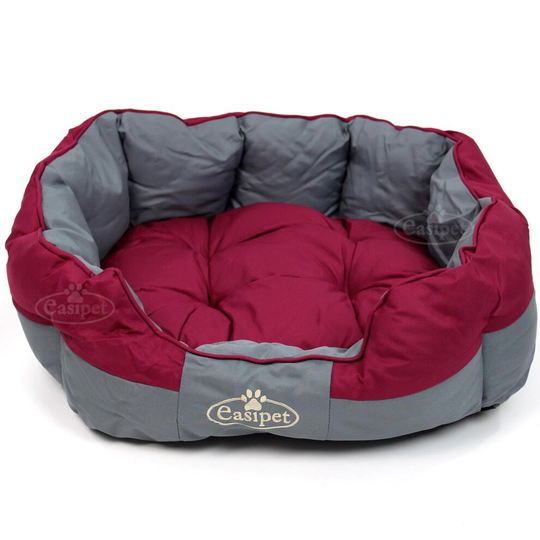 Waterproof Round Dog Bed in Grey/Burgundy M Easipet 74681