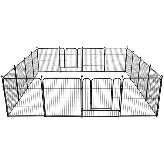 16 Panel Metal Dog Crate Cage Pet Rabbit Run Fence Puppy Playpen Kennel Play Pen