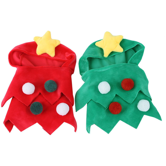 2 pet Christmas costumes, creative Christmas tree models, clothes, hats, clothes for dogs and pets