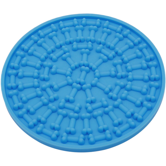 Basic Pet Bowls Slow Dispensing Dog Treat Mat Dog Lick Mat Peanut Butter Lick Mat for Bathing, Grooming and Training Dogs [Blue]
