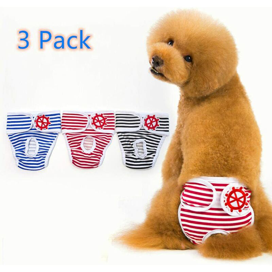 Dog Sanitary Pants Reusable female dog Diaper Washable Menstrual Safety Pants Sanitary Diapers Panty for Physiological Pets 3 Pack Cat Underwear