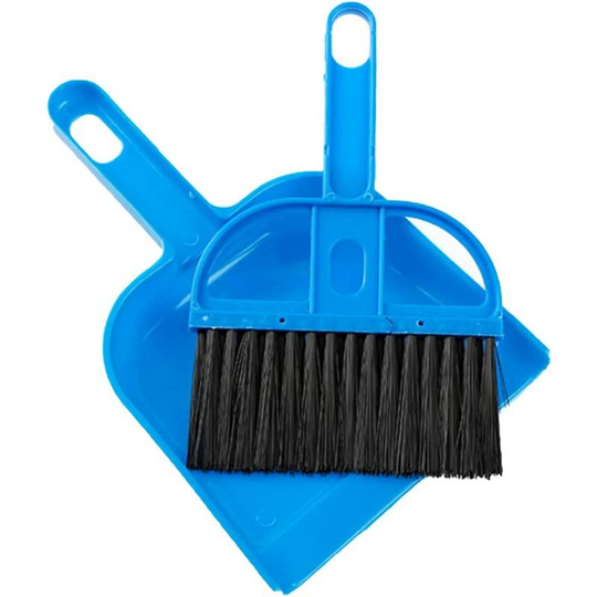 Aougo - Mini Dusting Brush Set Portable plastic brush set (blue) used for cleaning cages of all small animals, guinea pigs, rabbits, hamsters,