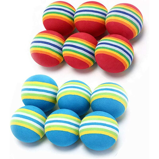 Litzee - 12 Pack 2 Color Rainbow Cat Toy Balls Soft eva Foam Interactive Indoor Kittens Favorite Toys 1.6' Dia. Small Dogs Puppies Toy Balls Bulk