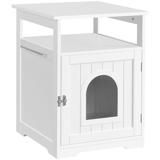 Cat Litter Box Enclosure Pet Nightstand, White - white - Yaheetech