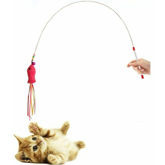 Cat fishing rod with bell - Cat toy - Fish toy -