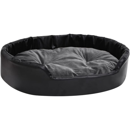 Dog Bed Black and Dark Grey 90x79x20 cm Plush and Faux Leather Vidaxl Black