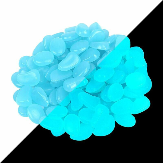 Bearsu - Decorative Stones Luminous Pebble, 200 Pcs Blue Luminous Stone Decorative Pebble at Night for Outdoor Garden Aquarium Paths Kid's Room