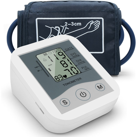 Arm Sphygmomanometer LCD Digital Display Blood Pressure Monitor Pulse Scanning Oscillometry Two Measuring Method for Measuring Pulse Rate,model:White