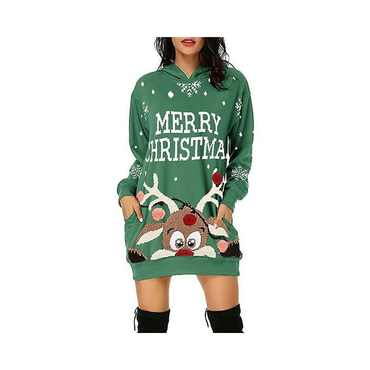Deckon - Christmas Style Sweatshirts Dress Pocket Hoodies Women Tops Pullover Cartoon Funny Sweatshirts For Lady Casual Pullover Autumn - xl