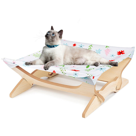 Asupermall - Cat Hammock Bed Elevated Pet Bed Breathable Detachable Cat Bed for Rabbit Cat Kitten Puppy,model:Multicolor Flowers pattern