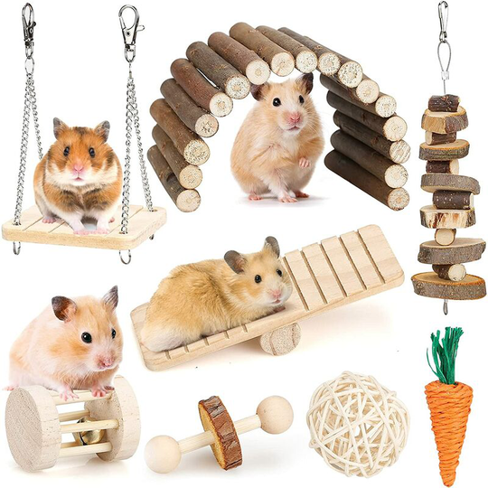 Heguyey - Hamster Swing Combo Toy Set Chew Toy 8 Piece Set