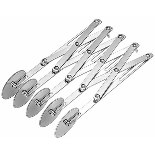 Heguyey - 5 Wheel Pastry Cutter, Stainless Steel Extendable Multi-Round Dough Divider, Durable Multi-Round Pasta Roller