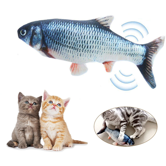 Electric USB Charging Simulation Fish Cat Toy Funny Interactive Pets Cats Catnip Toys for Cat Kitty Kitten-Perfect for Biting Chewing Kicking