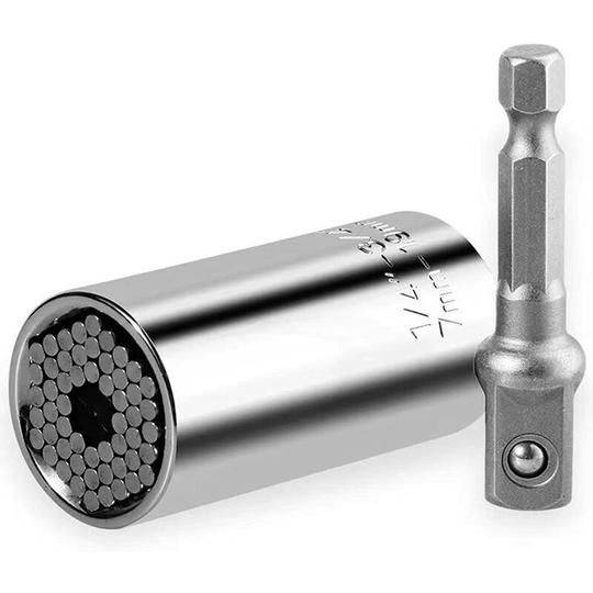 Naxunnn - 2Pcs Universal Socket - 7-19mm Universal Socket Wrench, High Quality Chrome Vanadium, Multifunctional Hand Tool Wrench Adapter Drill Repair