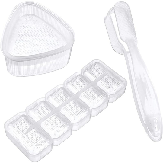 Perle Rare - 3 Japanese Sushi Mold Nigiri Sushi Making Kit, Triangle Sushi Press Mold, 5 Rolls Rectangular Shape Sushi Mold, Non-Stick Nigiri Sushi