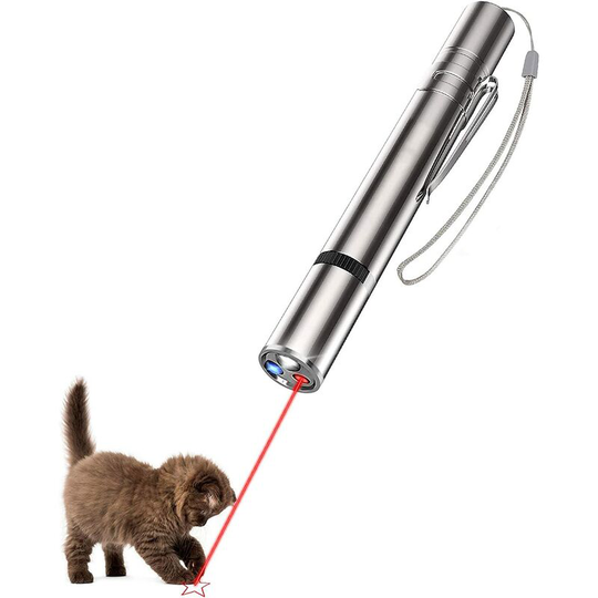 Cat Toys Indoor Interactive Kitten Chase Toys with 5 Patterns, Funny Cat Stick with usb Charging