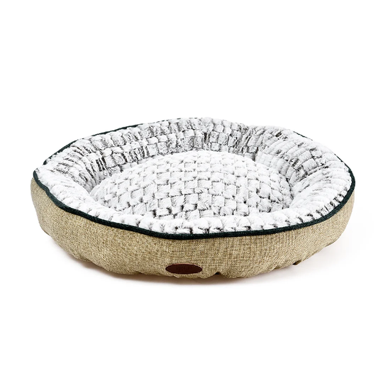 Medium Linen Soft Pet Bed Doughnut in Beige