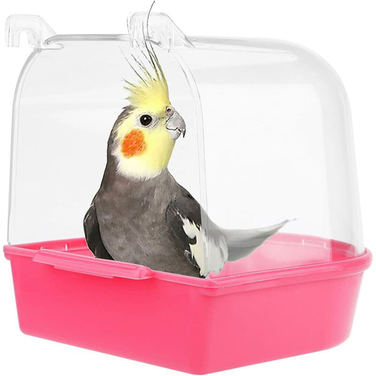 Bird Bathtub Hanging Bathtub Bird Cage Accessories with Hooks Transparent Parrot Bath Tub Hanging