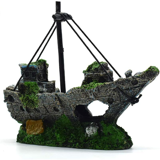 Perle Rare - Aquarium Decoration Sailing Boat Decoration Ideal for Small Turtle Fish Shrimp